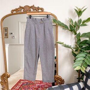 Topshop Houndstooth Print Paperbag Straight Leg Trousers Size 8